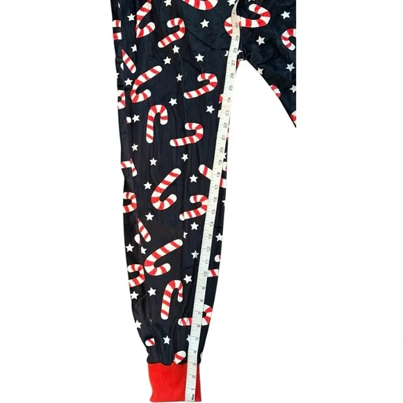 Unisex Adult Candy Cane Christmas Onesie Hoodie Pajamas Sz Small Fleece NWOT - Picture 8 of 9